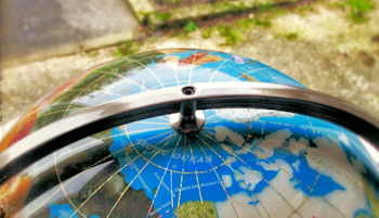 partial shot of a globe